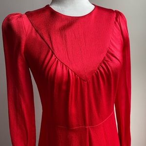 Red Long Sleeves Jill Stuart Gown 4